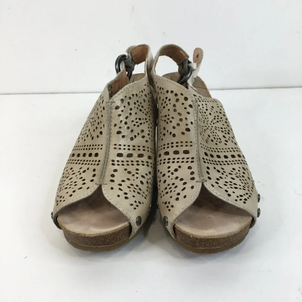 Pikolinos Benissa Laser Cutout Leather Wedge Shoes Size 38